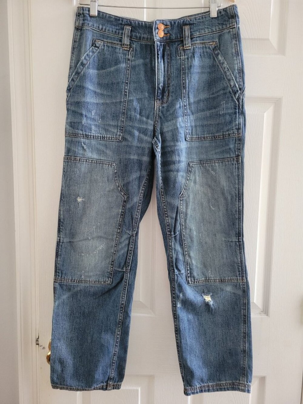 Pilcro Anthropologie The Wanderer Relaxed Jeans Utility 30 Distressed Workwear - Picture 2 of 13